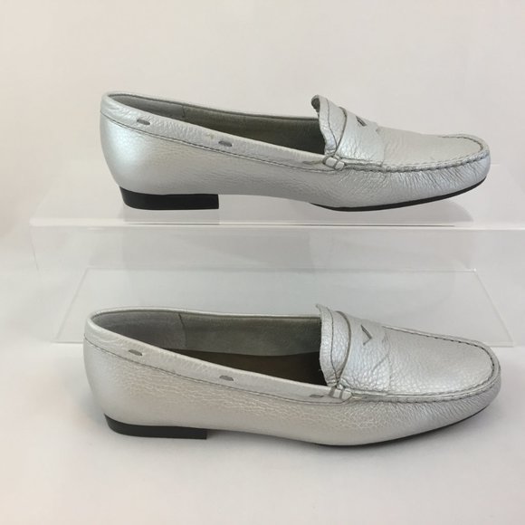 Talbots Brazilian Leather Penny Loafer in Silver- NEW - Picture 14 of 16